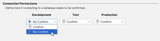 DbVisualizer connection permissions setting