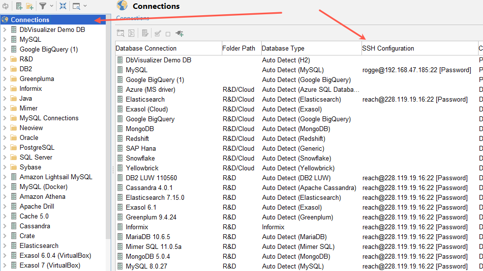 Browsing and setting SSH configuration in DbVisualizer