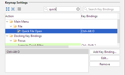 Screenshot showing the process of modifying key bindings in DBVisualizer