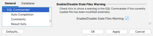Tool Properties Setting in SQL Commander