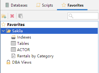 Favorites tab in the navigation area