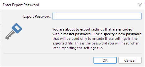 Entering Export Password Dialog in DBVisualizer