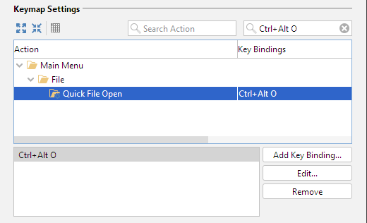 Modifier keys section