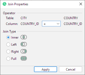 Screenshot of Join Properties dialog