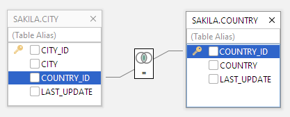 Screenshot of joining tables in Query Builder