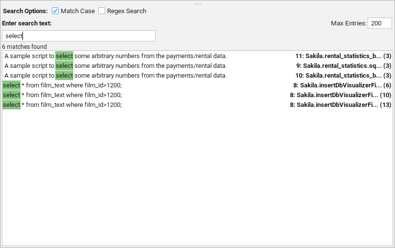 Screenshot of Search Open Editors function