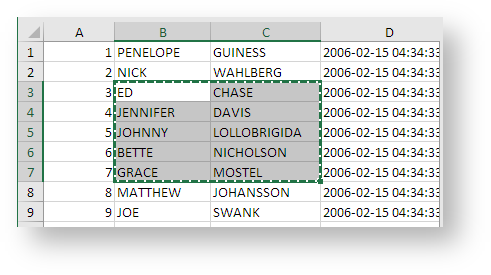 block of cells is copied