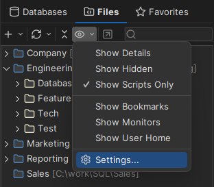 Open files visibility settings
