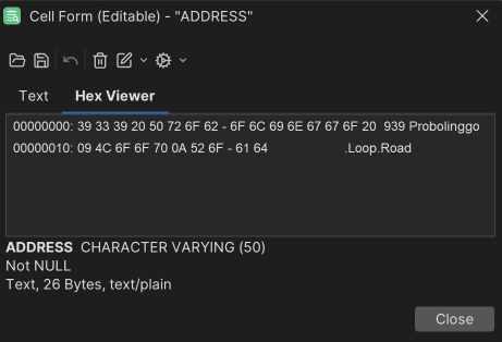 Example of HEX viewer
