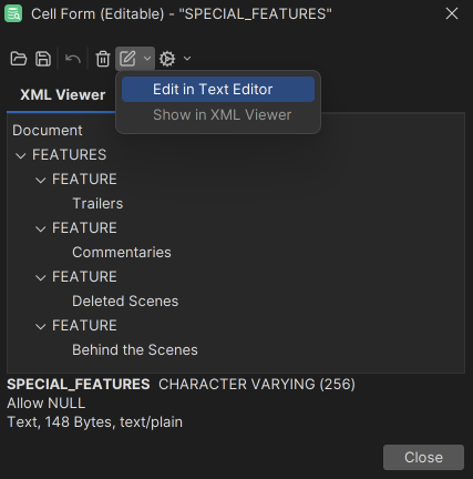 Example of XML viewer