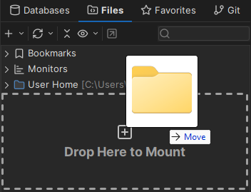 Mounting a folder in the Files tab