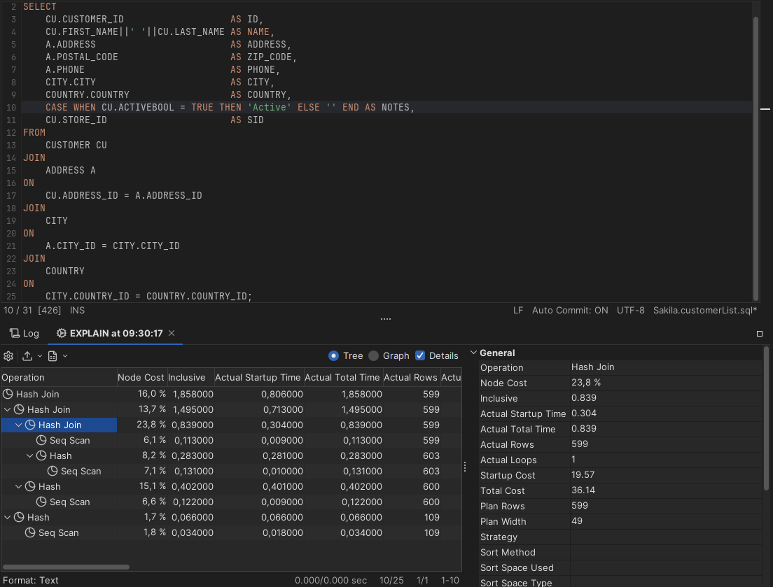 Explain Plan result in a tree view format