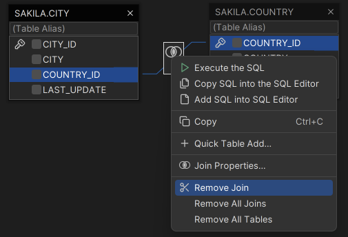Removing tables and joins in Query Builder