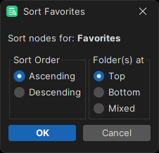 Sort option in the Favorites tab context menu