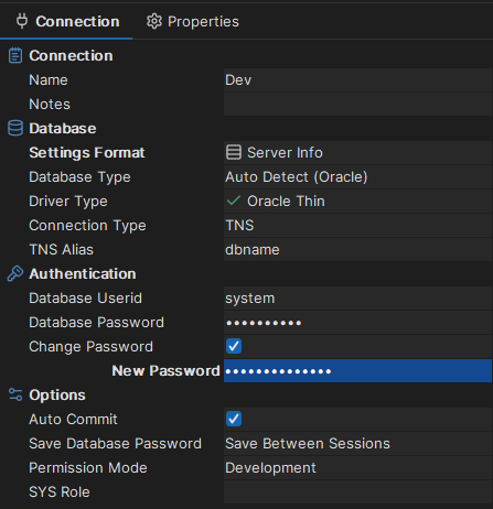 Screenshot of the password change process