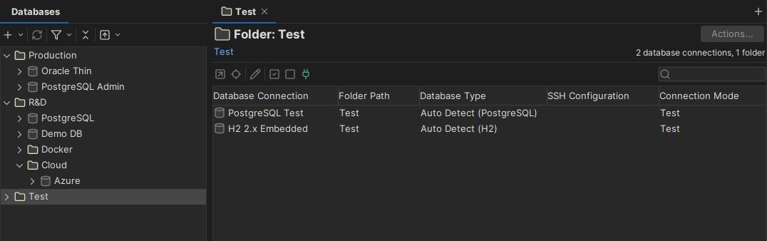 Editing properties for multiple database connections