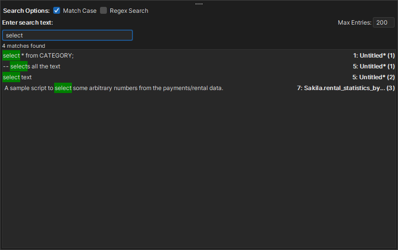 Screenshot of Search Open Editors function