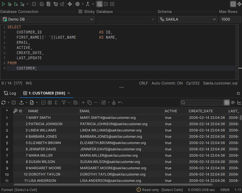 Screenshot of New SQL Commander button
