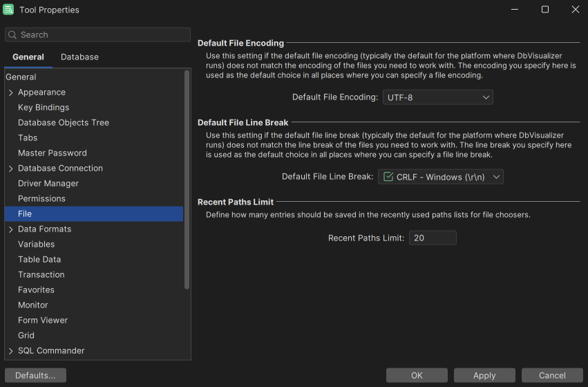 Setting up UTF-8 encoding for SQL Server connections in DbVisualizer