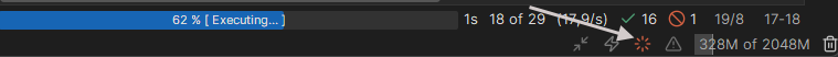 Animated indicator icon showing a running task