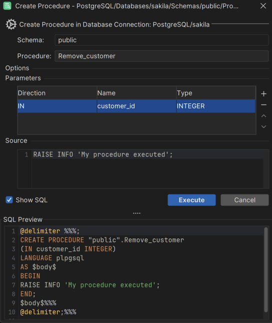 Tri-al step create procedure interface