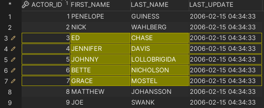 Pasting block into the selected region