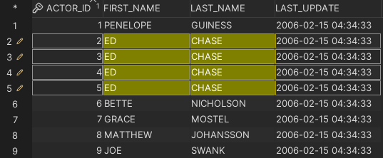Pasting and filling the target selection