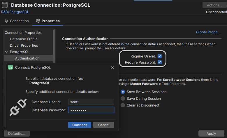 DbVisualizer authentication prompt