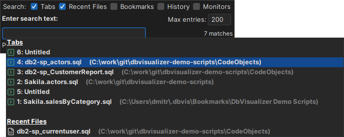 Quick Load feature can be used to switch between open tabs