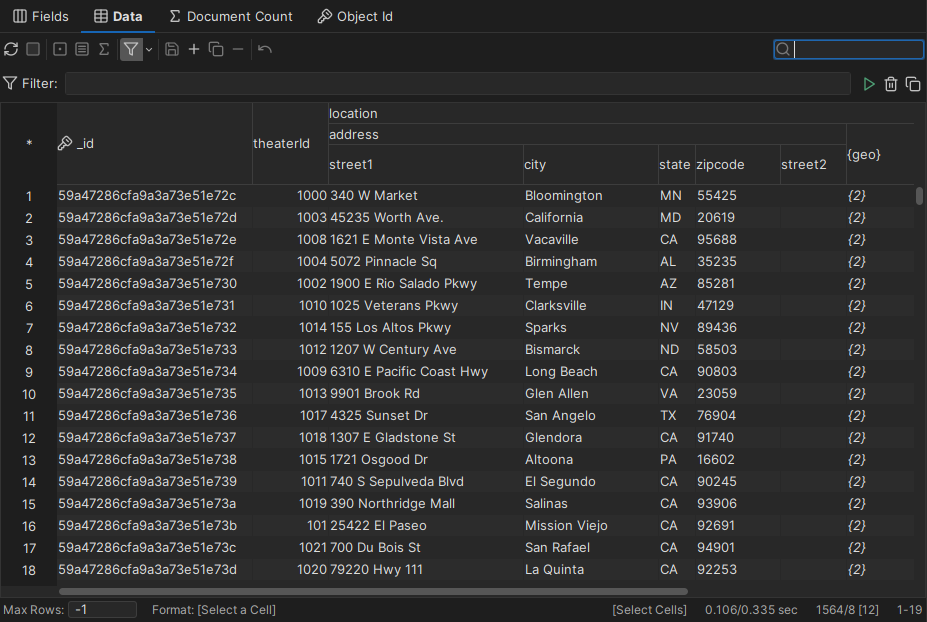 A table with nested column headers in DbVisualizer