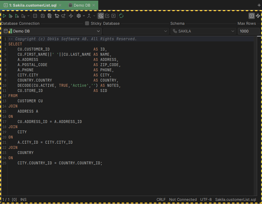 User interface showing tab colors and borders
