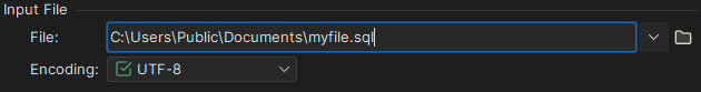 Screenshot of the file chooser field in DbVisualizer