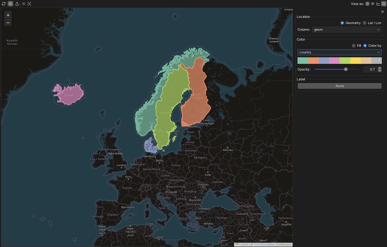 Map colored by a column