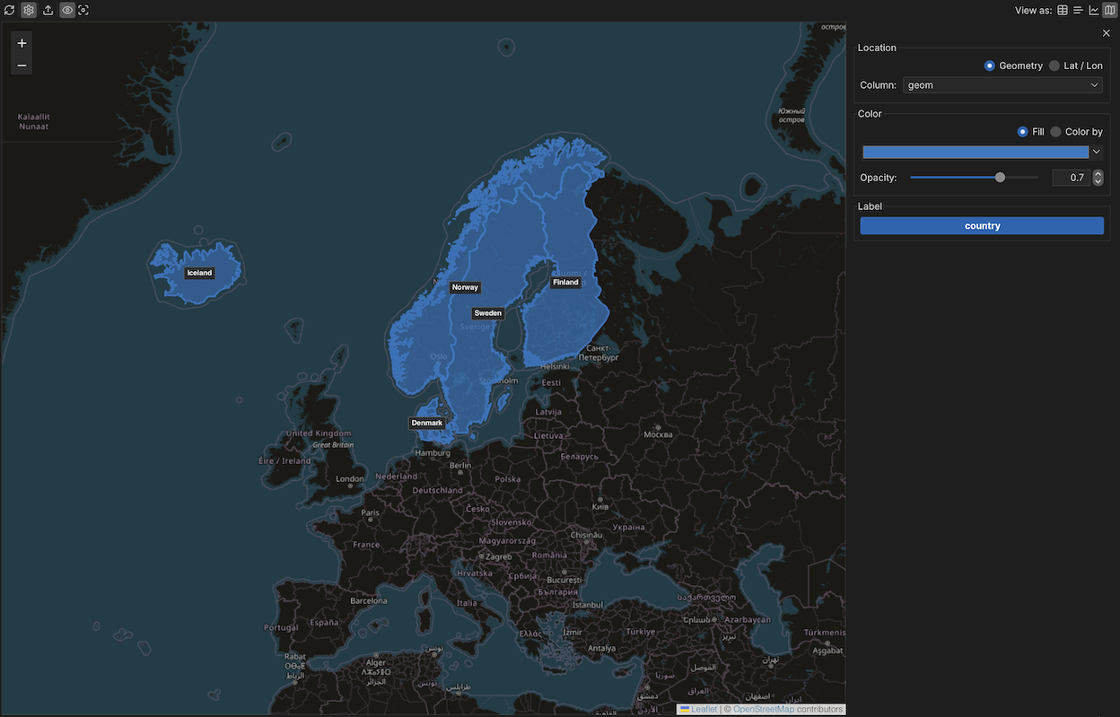 Map with feature labels