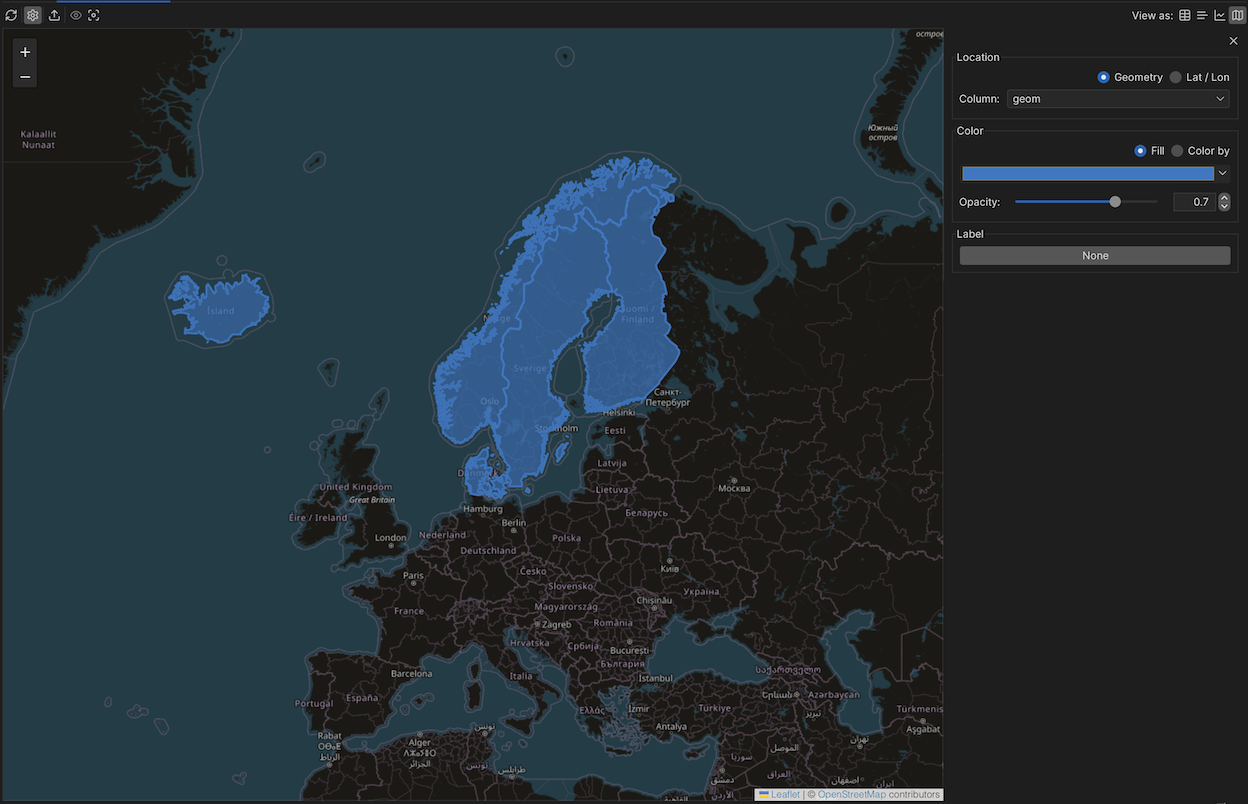 Map view settings panel