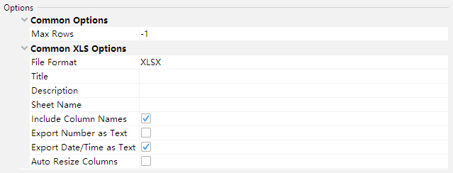 options for Excel
