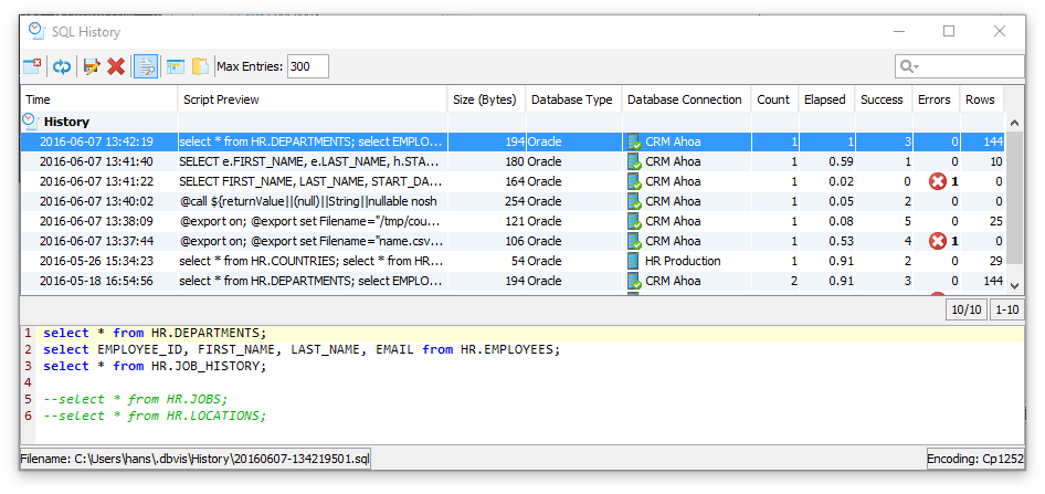 sqlhistory