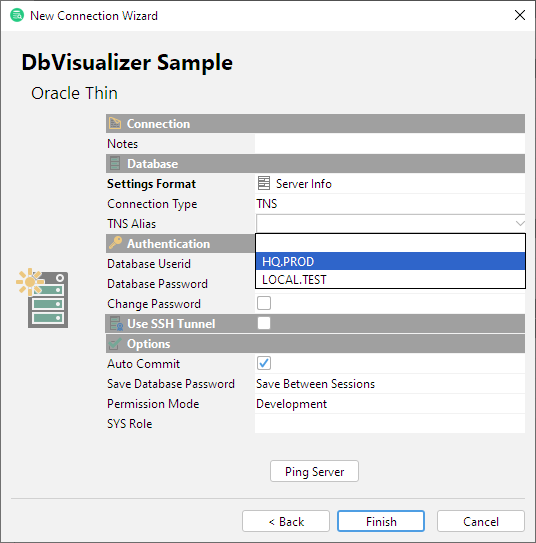 Screenshot of Oracle TNS Names configuration