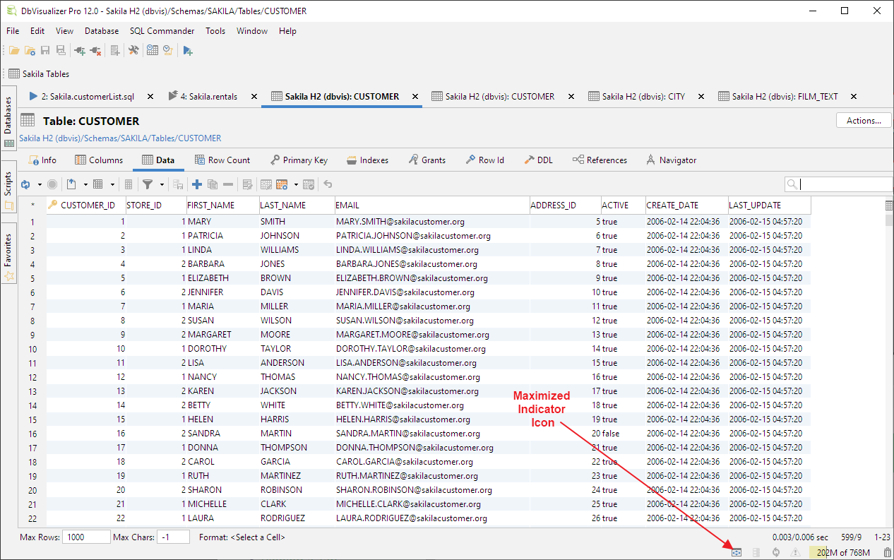 Screenshot showing tab maximizing and minimizing