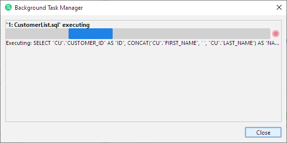 DbVisualizer Task Manager window