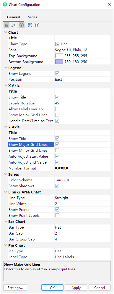 Chart General Appearance settings
