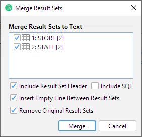 Screenshot of Merge Result Sets dialog