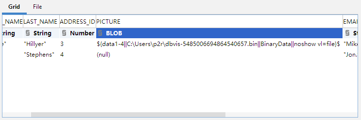 Screenshot of Importing Binary/BLOB and CLOB Data