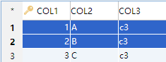 A simple grid for illustrating the different operations in the right-click menu of the Data tab in DbVisualizer