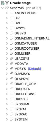 Screenshot of the database objects tree