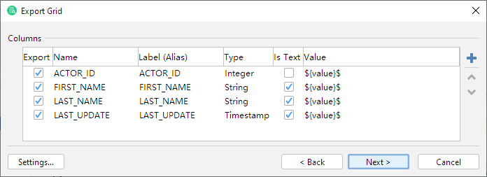 Data page screenshot in DbVisualizer
