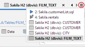 Screenshot of the list icon to view open tabs