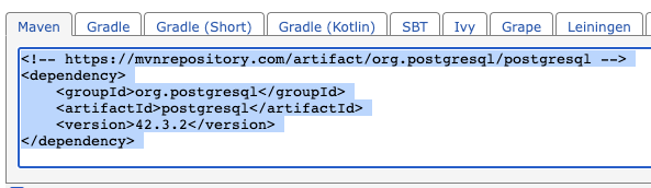 A screenshot showing an example of how to setup JDBC driver