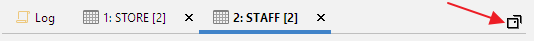 Symbol to detach/attach result area tabs in SQL Commander