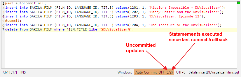 Screenshot of the Auto-Commit indicator